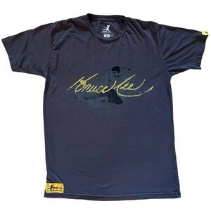 Bruce Lee T Shirt Mens Live a Life Worth Remembering Dark Gray Y2K Large